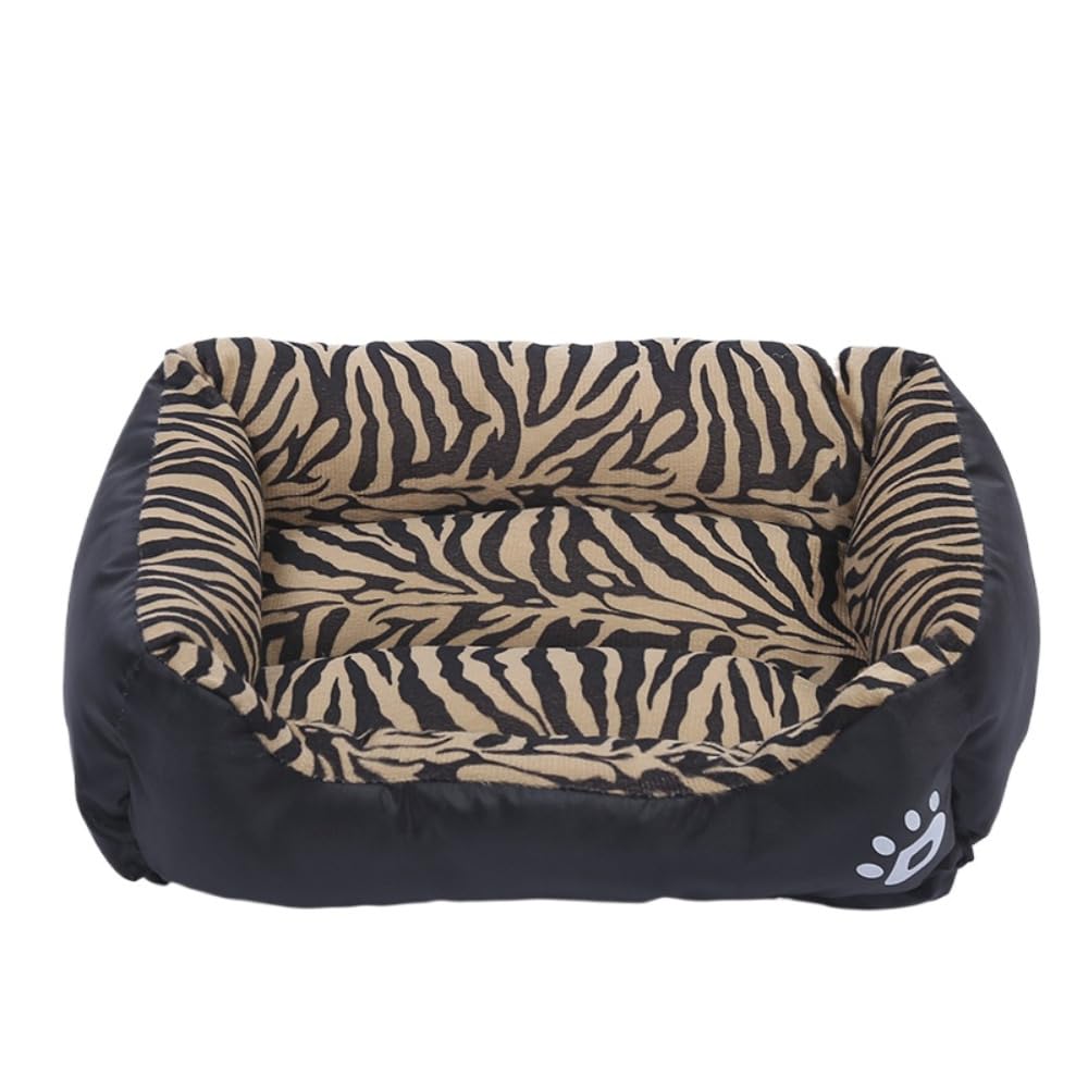 OUYUNKKA Dog & Cat Bed - 3XL Square Tiger Stripes Dog Sofa & Cat Cushion (43.3 x 32.3 inch), Semi-Enclosed, Easy Clean