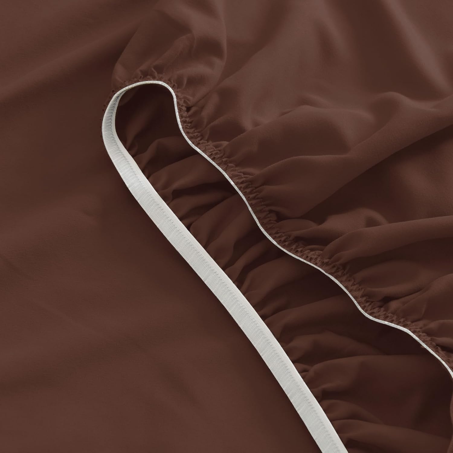 SPRINGSPIRIT Deep Pocket Sheets Queen Sheet Sets for Air Mattress with Pocket on Side, 4 Piece Sheet Set Queen Size Extra Deep Pocket up to 24’’, Brown