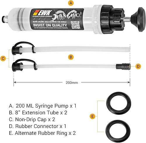 Miniatura 2 de EWK Extractor de fluido manual 6.8 fl oz, bomba de cambio de jeringa de aceite al vacío para la evacuación automotriz de los fluidos