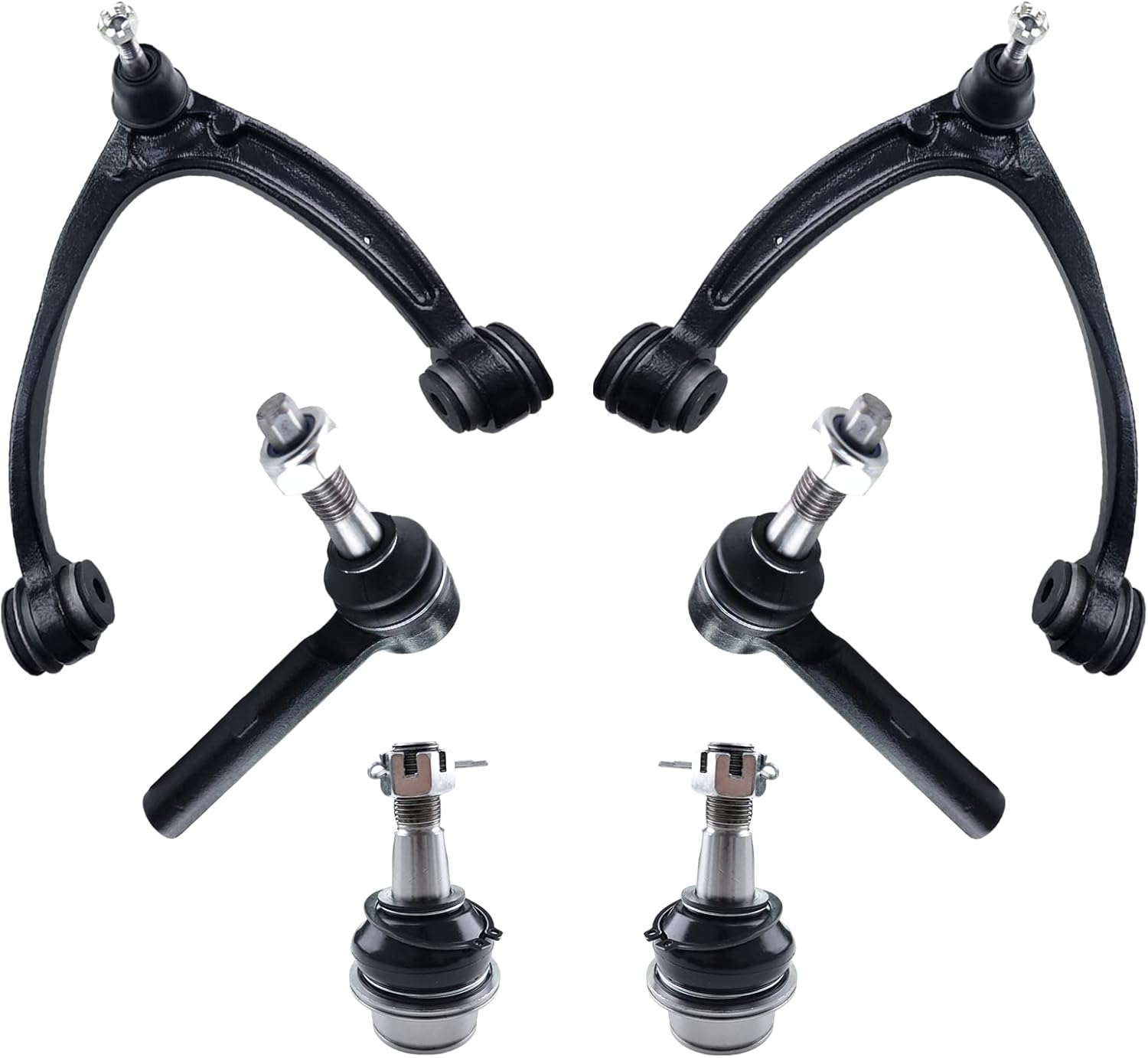 6pcs Front Upper Control Arm Ball Joint Outer Tie Rod Replacement for Chevy Avalanche Silverado1500 Suburban 1500 Tahoe, Cadillac Escalade, GMC Sierra 1500 Yukon-K80669 K6541 ES800223