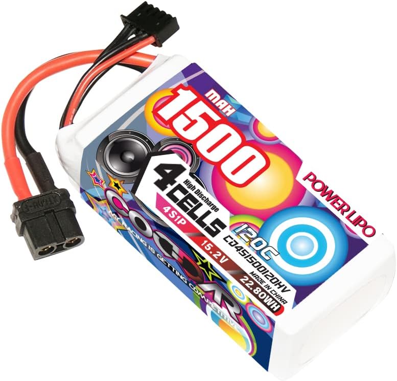 1500mAh 4S 15.2V 120C HV LiPo Battery with XT60 Connector for RC Racing Drone FPV Quads Quadcoper, CD4S1500120HV