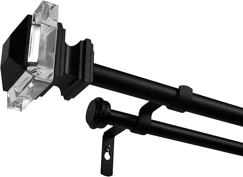 Exclusive Home Prism - Juego de barra de cortina doble y remates, negro mate, 36-72 pulgadas disponible en Yaxa Colombia