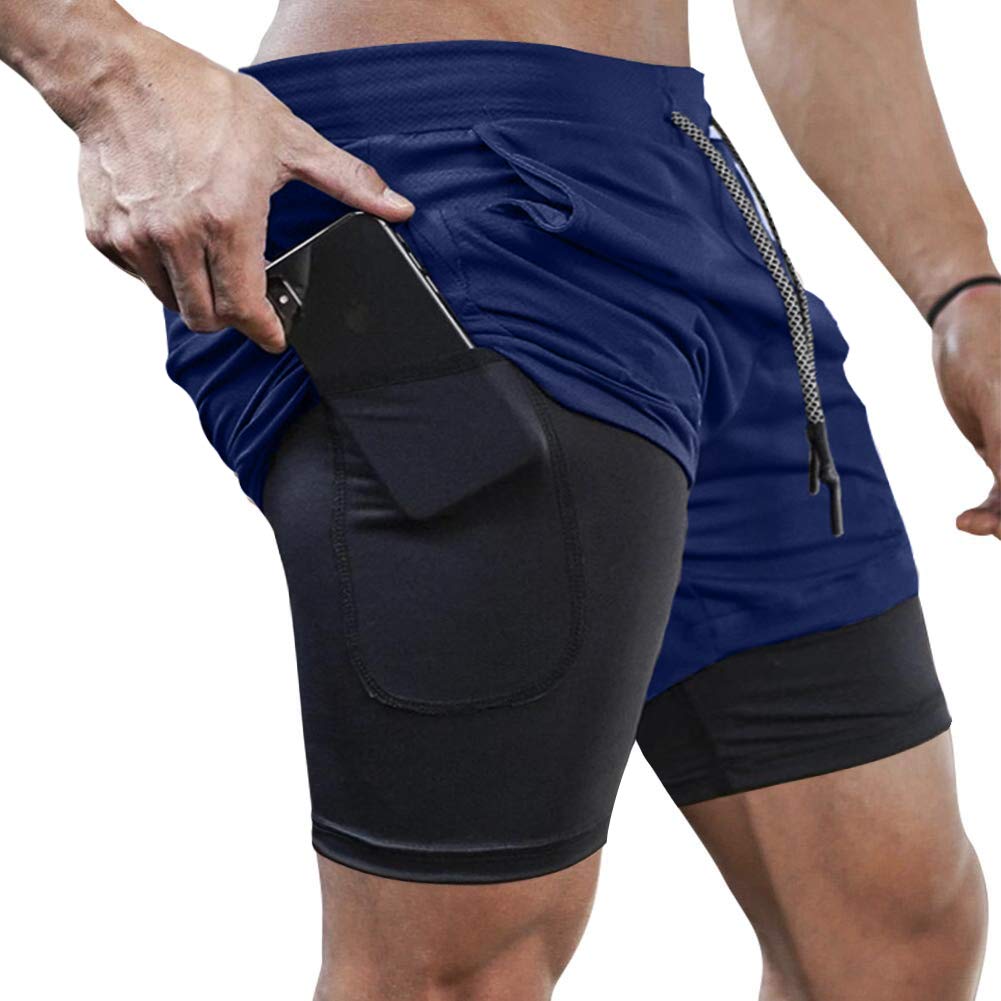 MANLUODANNI Sporthose Herren kurz 2 in 1 Kompression Liner Laufhose