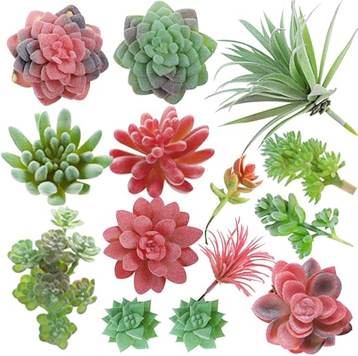 CEWOR 14pcs Mini Artificial Succulents Unpotted Fake
