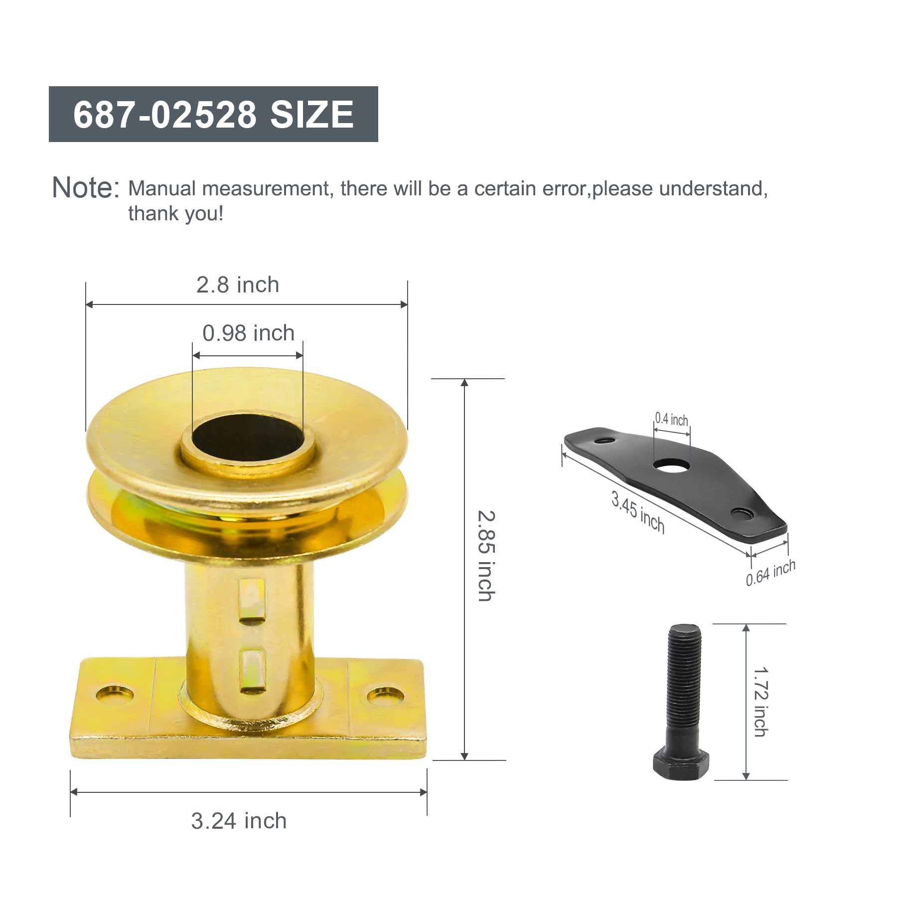 Thaekuns 687-02528 - Adaptador de Cuchilla para cortacésped con polea, Kit de Adaptador de polea de accionamiento de 25 mm para MTD Yard-Man Troy-Bilt TB230 240 260 280, etc
