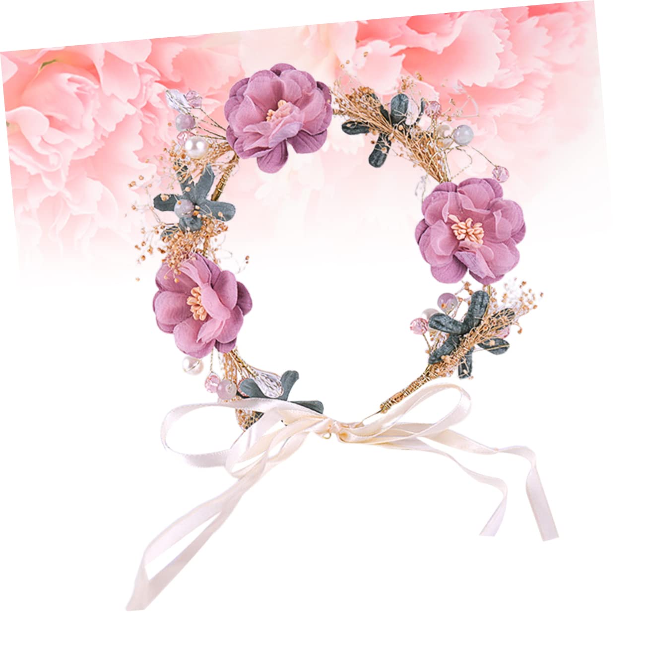 Bandeau à Fleurs Rose en Plastique pour Coiffure Élégante