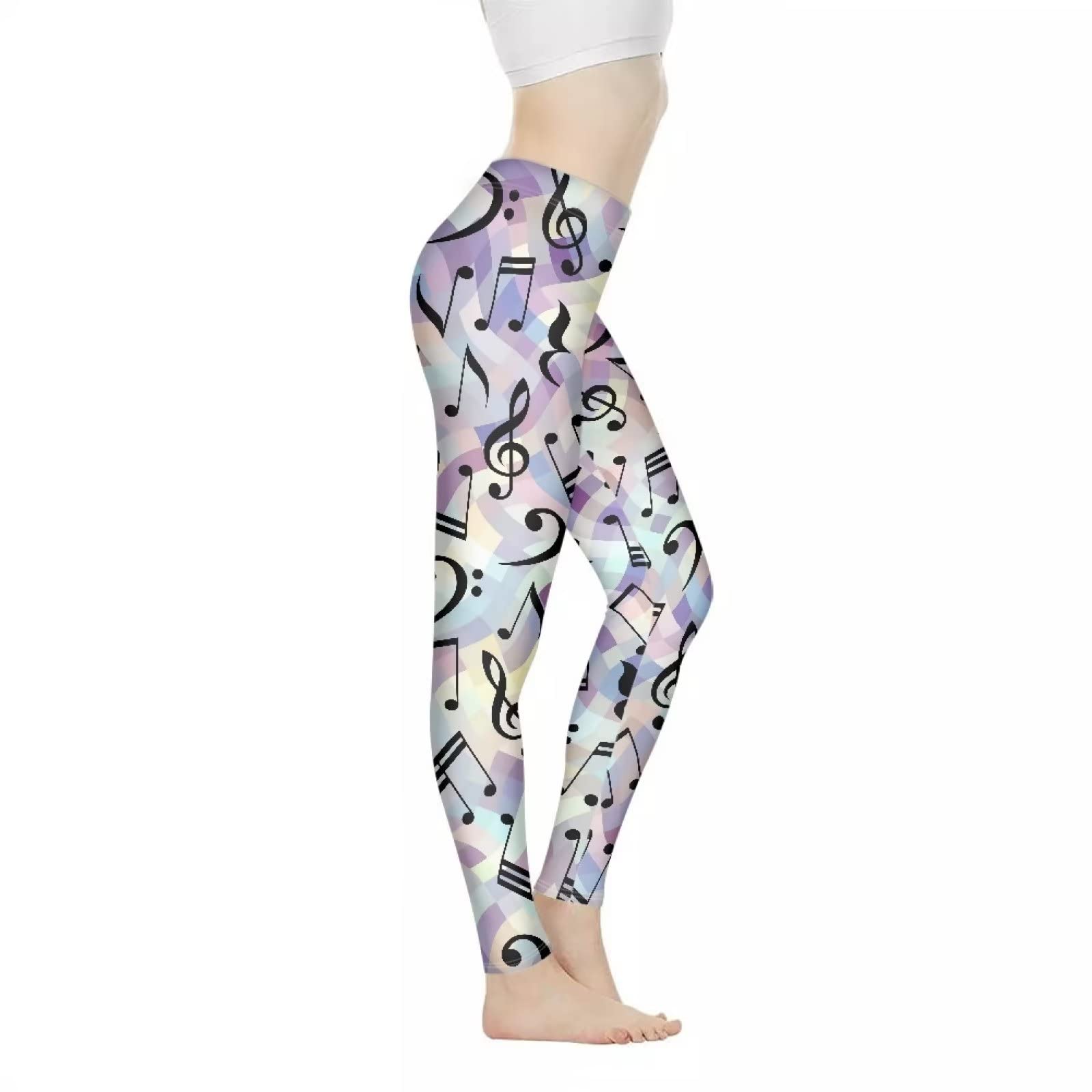 Snapklik.com : Musical Note Women Yoga Legging Sports High Waist Tummy ...