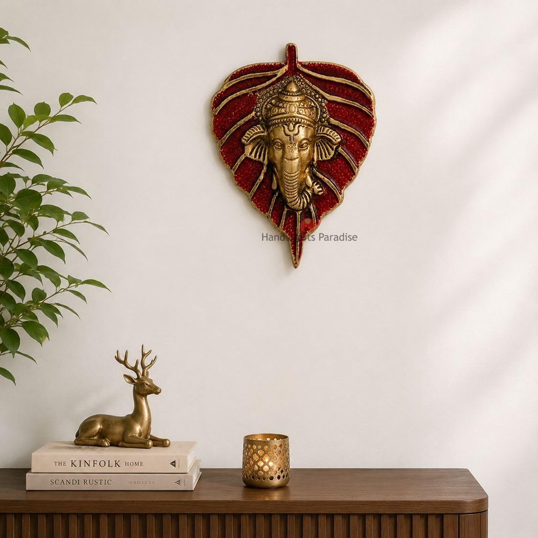 Lord Ganesha Wall Hanging - Metal Leaf Décor -2 Lord Ganesha Wall Hanging - Metal Leaf Décor -2