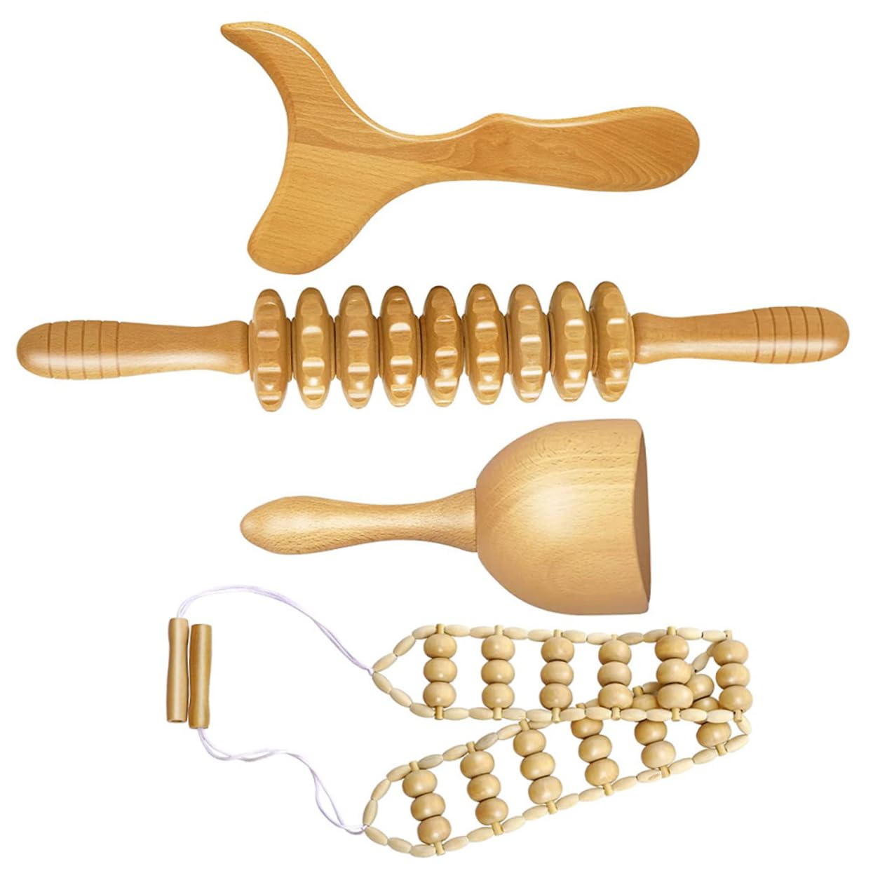 Anneome 4piezas Herramientas De Maderoterapia Para Masaje Corporal Rodillo De Masaje Anticelulítico Para Relajación Muscular y Alivio De Tensiones
