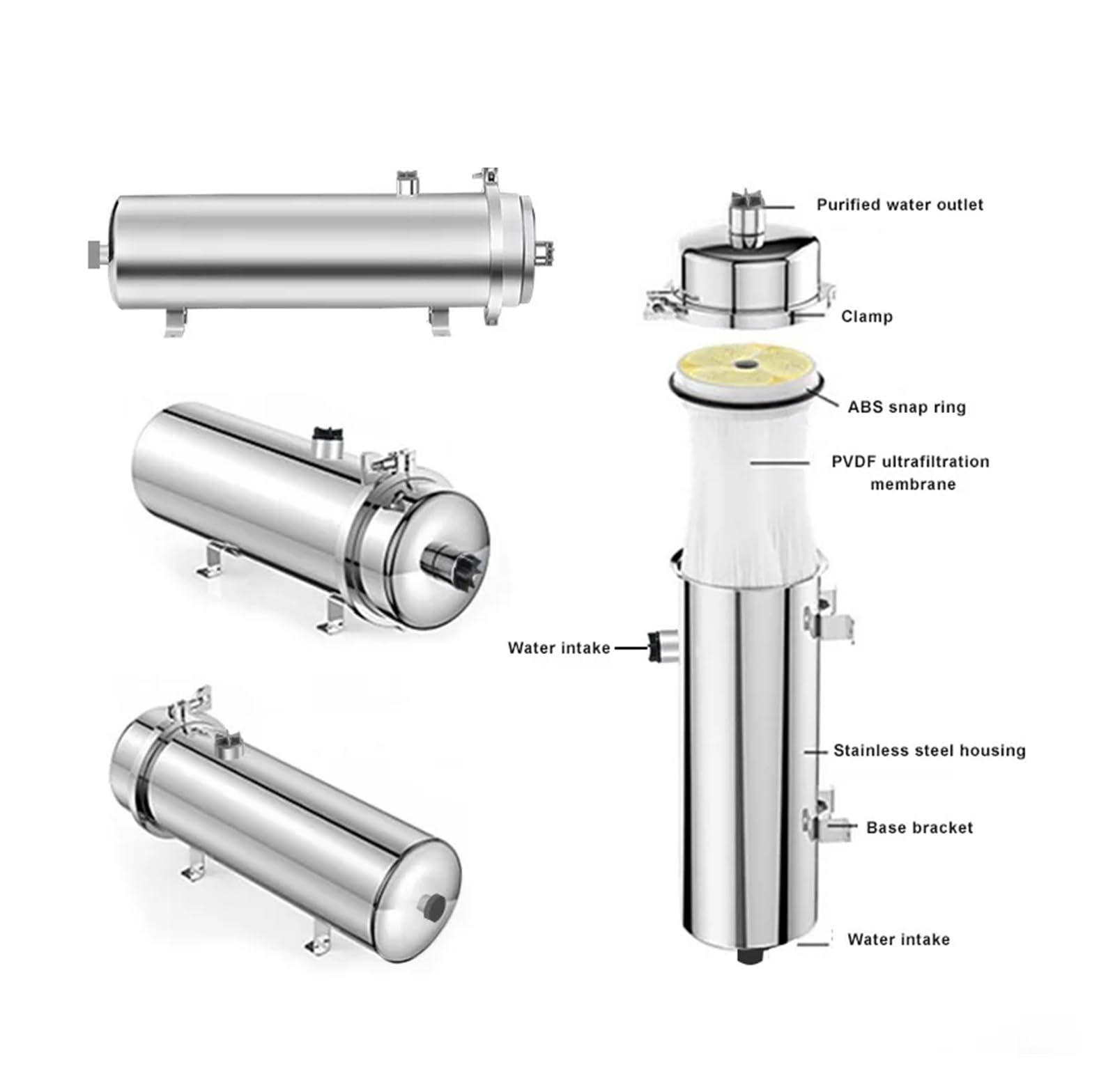 Filtro purificador de ultrafiltración PVDF cocina doméstica comercial acero inoxidable 304 3000L