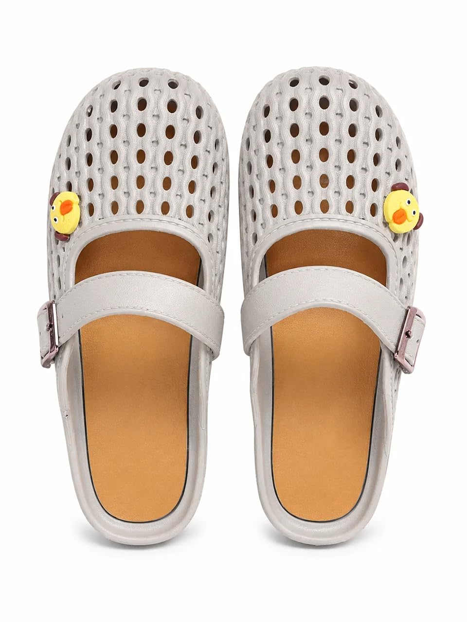 Women's White Clogs Sandals with Adjustable Buckle & Cute Charm, Lightweight EVA Slip-On Comfort Footwear, Breathable Anti-Slip Casual Slippers-picture-33