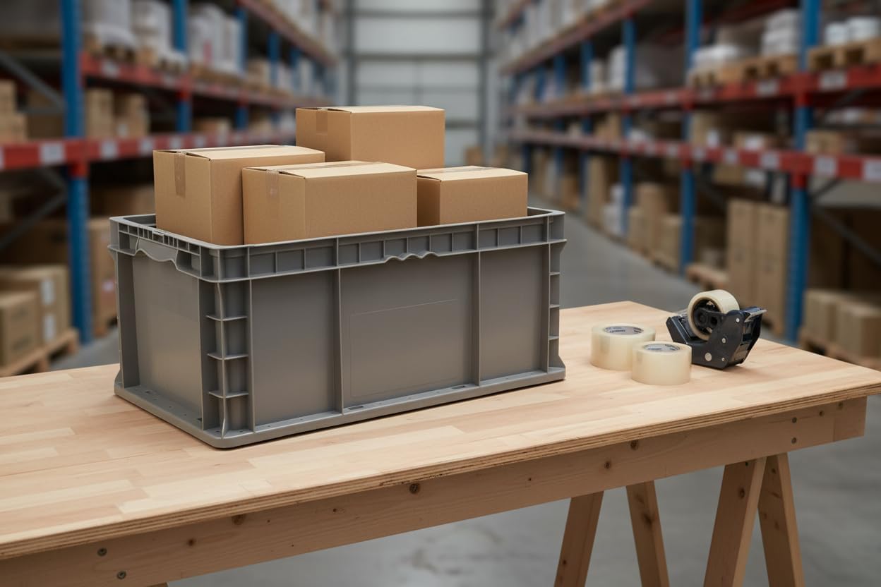 Hudson Exchange 24 x 15 x 11" (3 Pack) Straight Wall Handled Storage Container Tote, Gray/Brown - Image 3