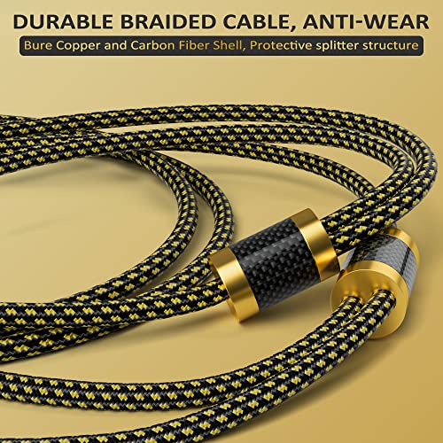 Mygatti Hi-Fi Speaker Cable Wire 8 Feet, With Banana Plugs And Convertible Gold Plated Y Spade Connectors, (Silver Plated Copper Wire, Multiple Shield, Nylon Braided), For Hifi Sound, Audiophiles #TOP5