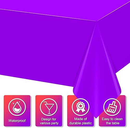 Miniatura 3 de Paquete de 12 manteles rectangulares de plástico desechables de colores surtidos, manteles rectangulares coloridos para cumpleaños, bodas, fiestas,
