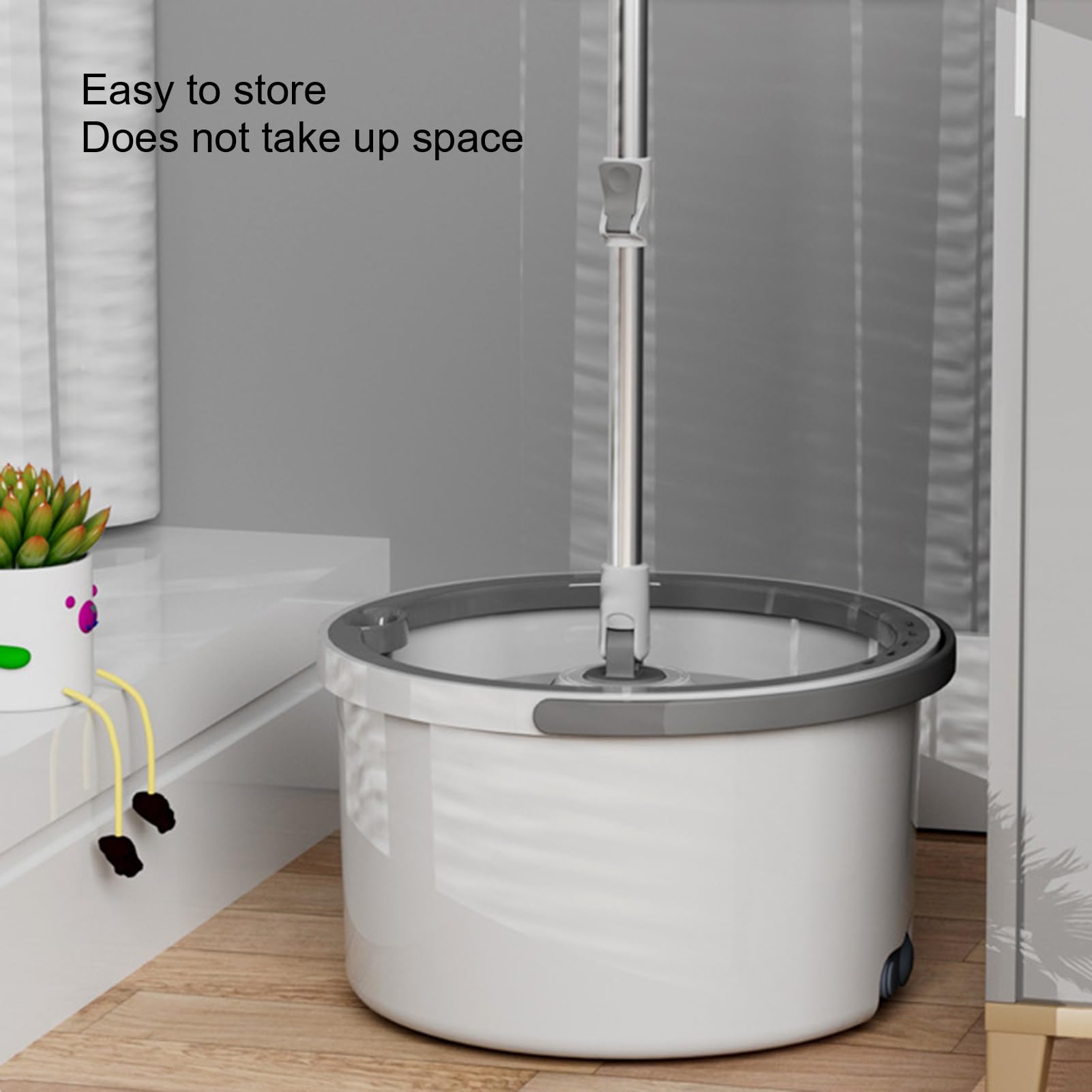Juego de fregona y cubo con escurridor para el hogar, fregona de microfibra con escurridor, 6 almohadillas reemplazables, suministros de limpieza para el hogar con mango telescópico para lechada de