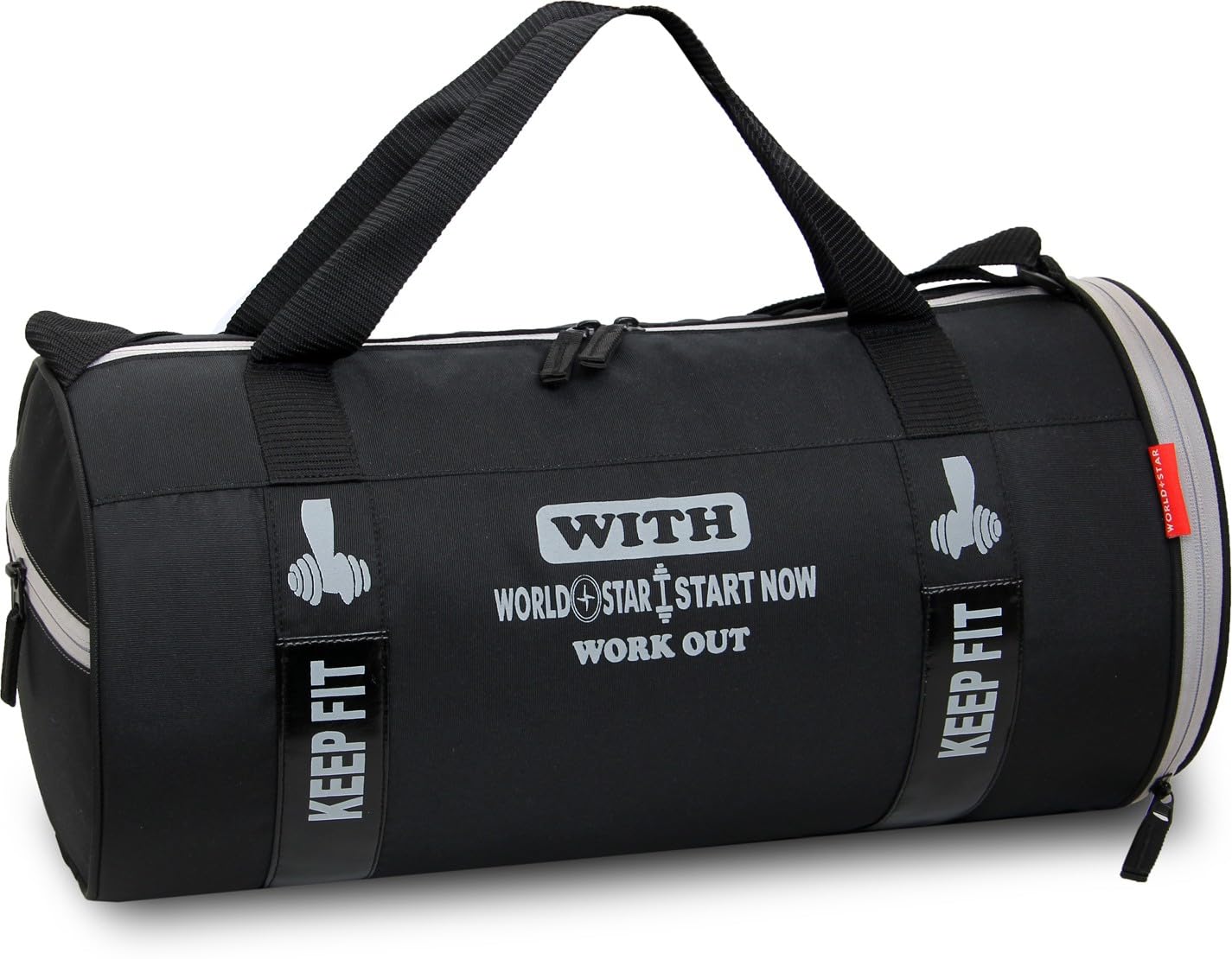 World Star Gym Duffel Bag Sports Bag for Mens/Womens with Shoe Compartment, Detachable Shoulder Strap | Black|(108)-image-23