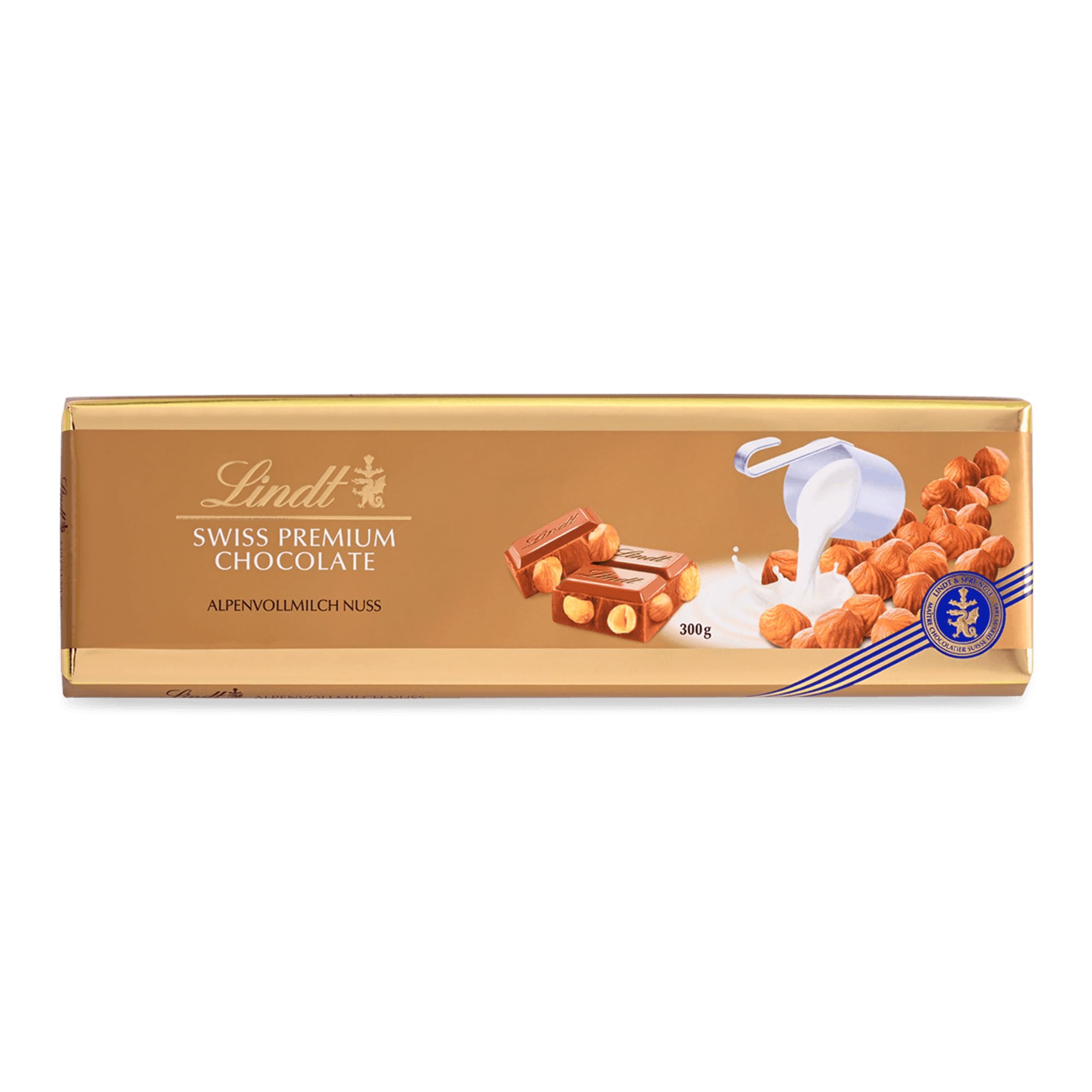 Lindt Schokolade | Vollmilch-Nuss Tafel | 300g | feinste Vollmilch-Schokolade mit ganzen Nüssen | Schokoladen-Tafel