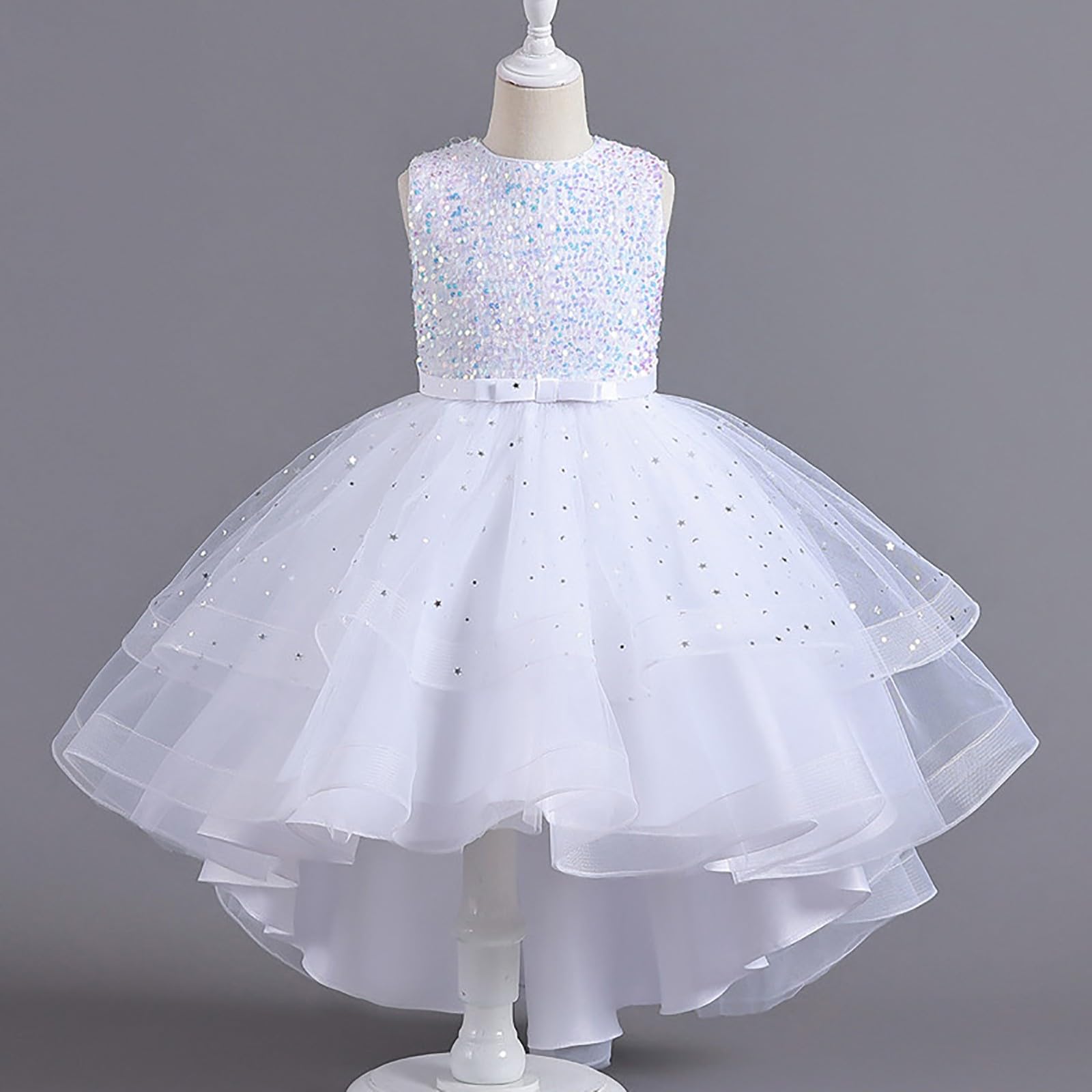 Abito da principessa per ragazze, in tulle con paillettes, per feste di compleanno, matrimoni, damigelle d'onore, abito da sera formale da ballo