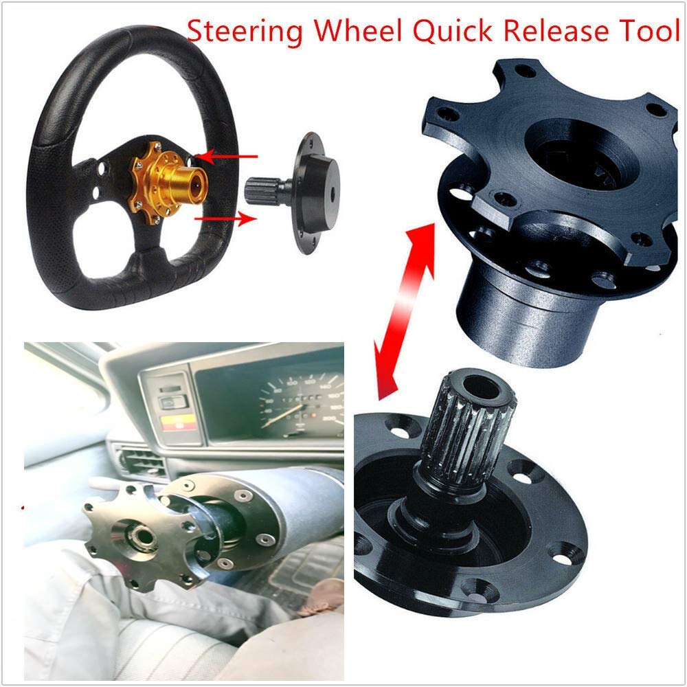 Buje universal de cambio rápido para ajuste del volante del volante del coche de carreras/rally/automovilismo (negro)