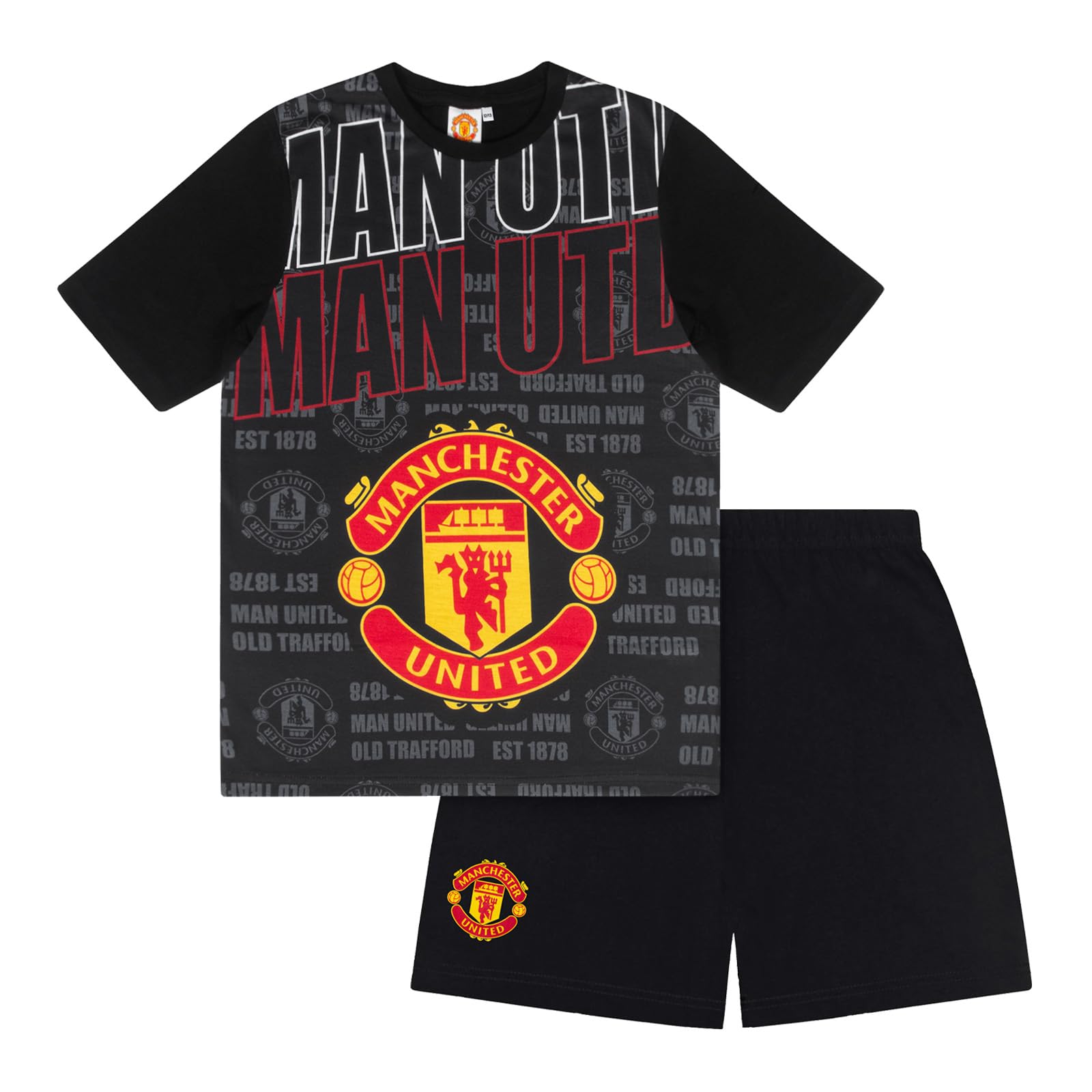 Manchester United FC Boys Short Pyjama Set - Black - 6-7 Years