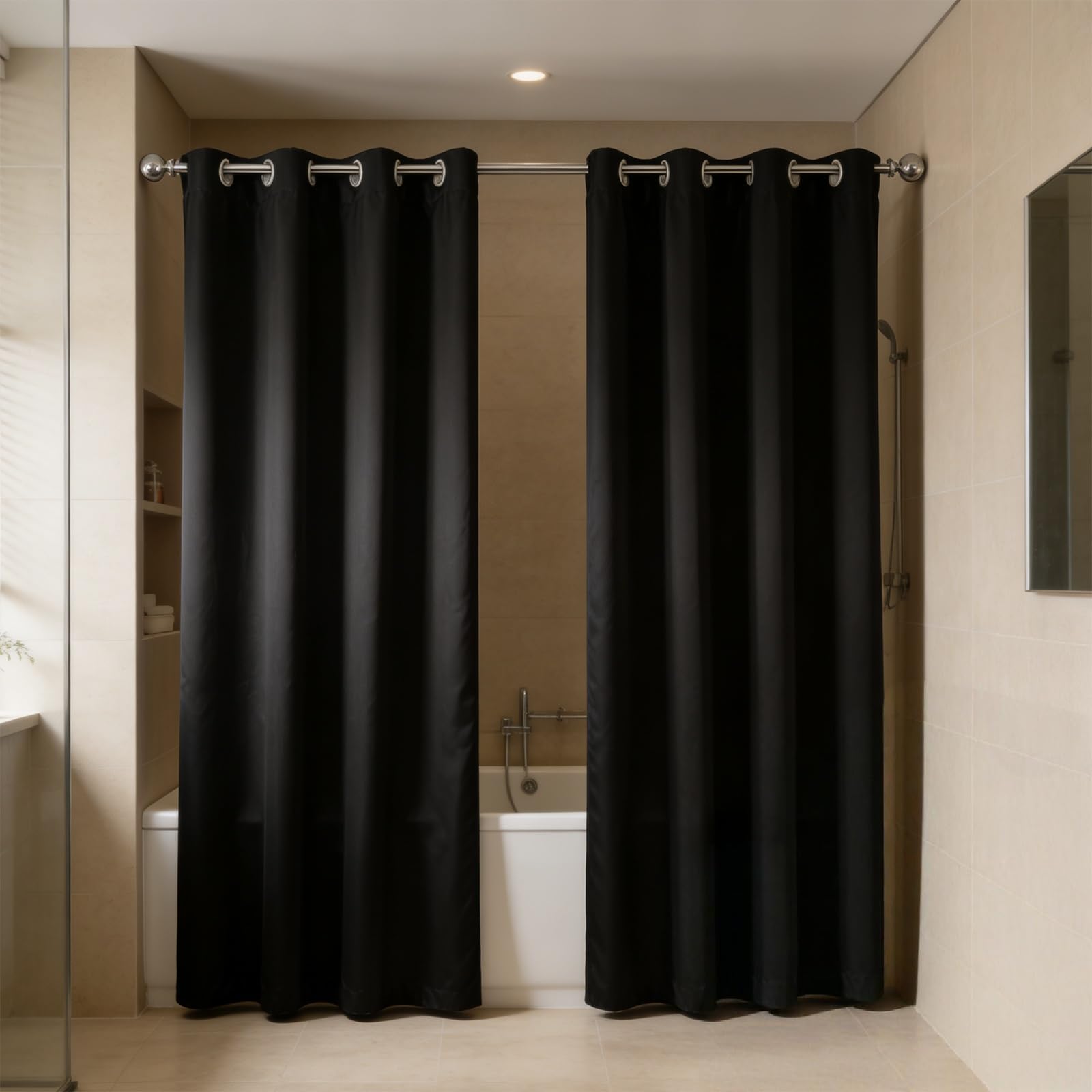 Rideau de salon noir 260x250 cm au tombé lourd et chic pour une décoration haut de gamme