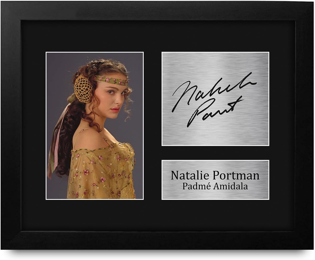 HWC Trading Natalie Portman Framed Gift Signed Printed Autograph Star Wars Padmé Amidala Print Photo Picture Display - US Letter Size