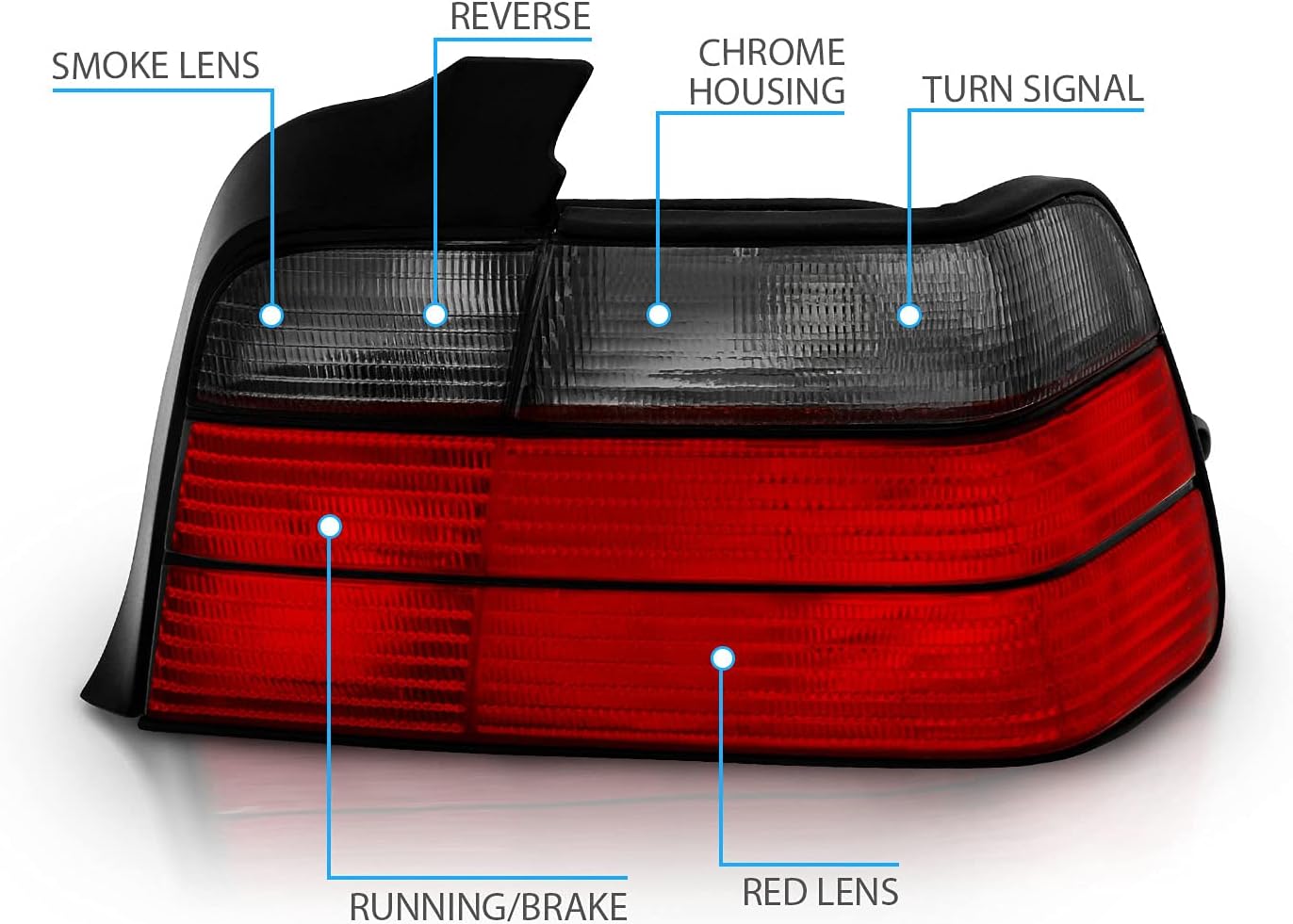 AmeriLite 4 Door Taillights Red/Smoke for BMW 3 Series E36 - Passenger and Driver Side