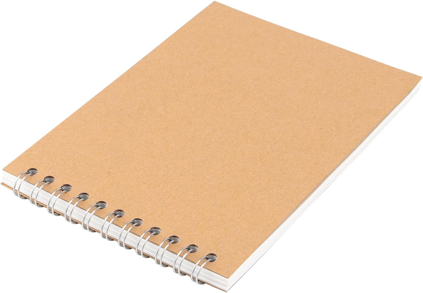 GINLANK 25 PCS A6 Sketchbook, Top Spiral Bound Sketchbook, Kraft Paper Cover Sketch Pad for Sketching Drawing Writing,120 Pages/60 Sheets