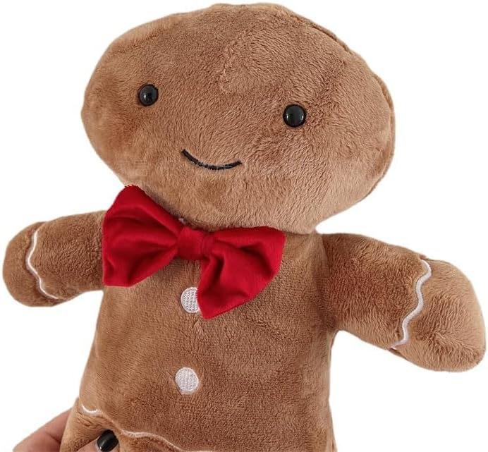 Cojín Peluche De Hombre De Jengibre Navideño – 30 Cm – Súper Suave – Ideal Como Decoración Y Regalo Para Niños Y Niñas