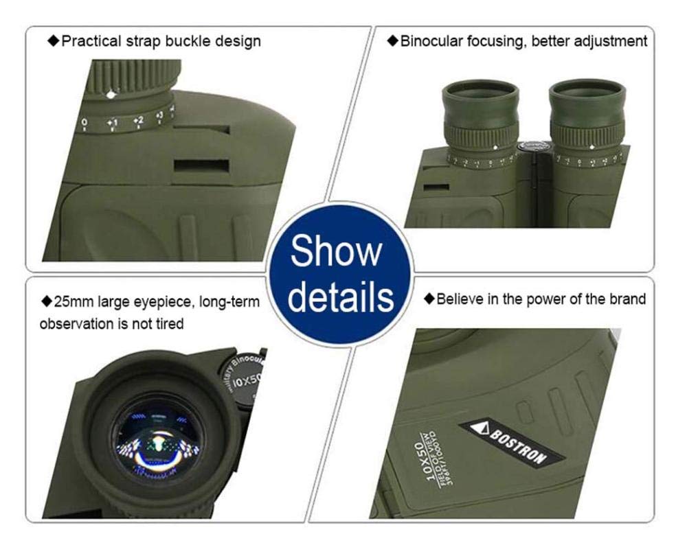 Jumelles 10X50 avec Télémètres à Vision Nocturne Et Télémètres à Boussole Antichocs étanches Objectif BAK4 Prism FMC - pour Le Camping/Paysages Sauvages/Voyages