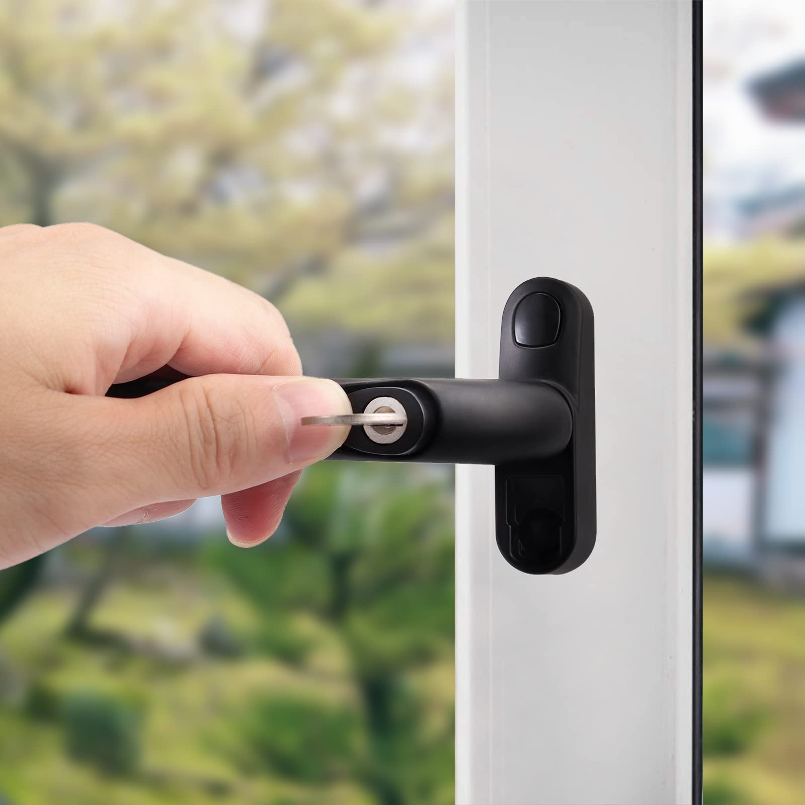 Neoteck Abschließbarer Fenstergriff 10PCS 43mm PVC Fensterschloss mit Schlüssel Fensterknauf Kindersicherung Fenstersicherung Schwarz