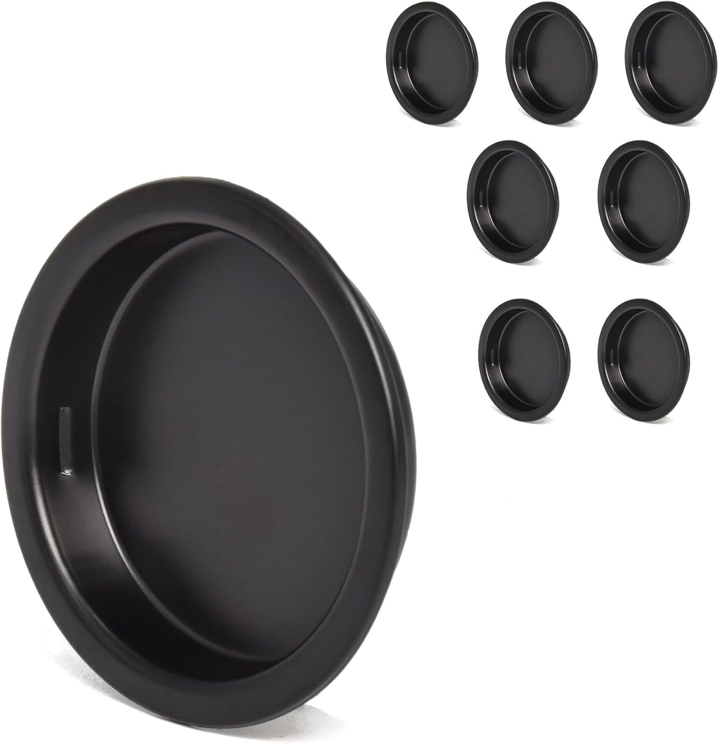 HOMOTEK 8 Pack Closet Door Finger Pull 1-3/4”, Easy Snap in Installation, Black,Fits a 3/8” Depth x 1-3/4" Diameter Opening Hole