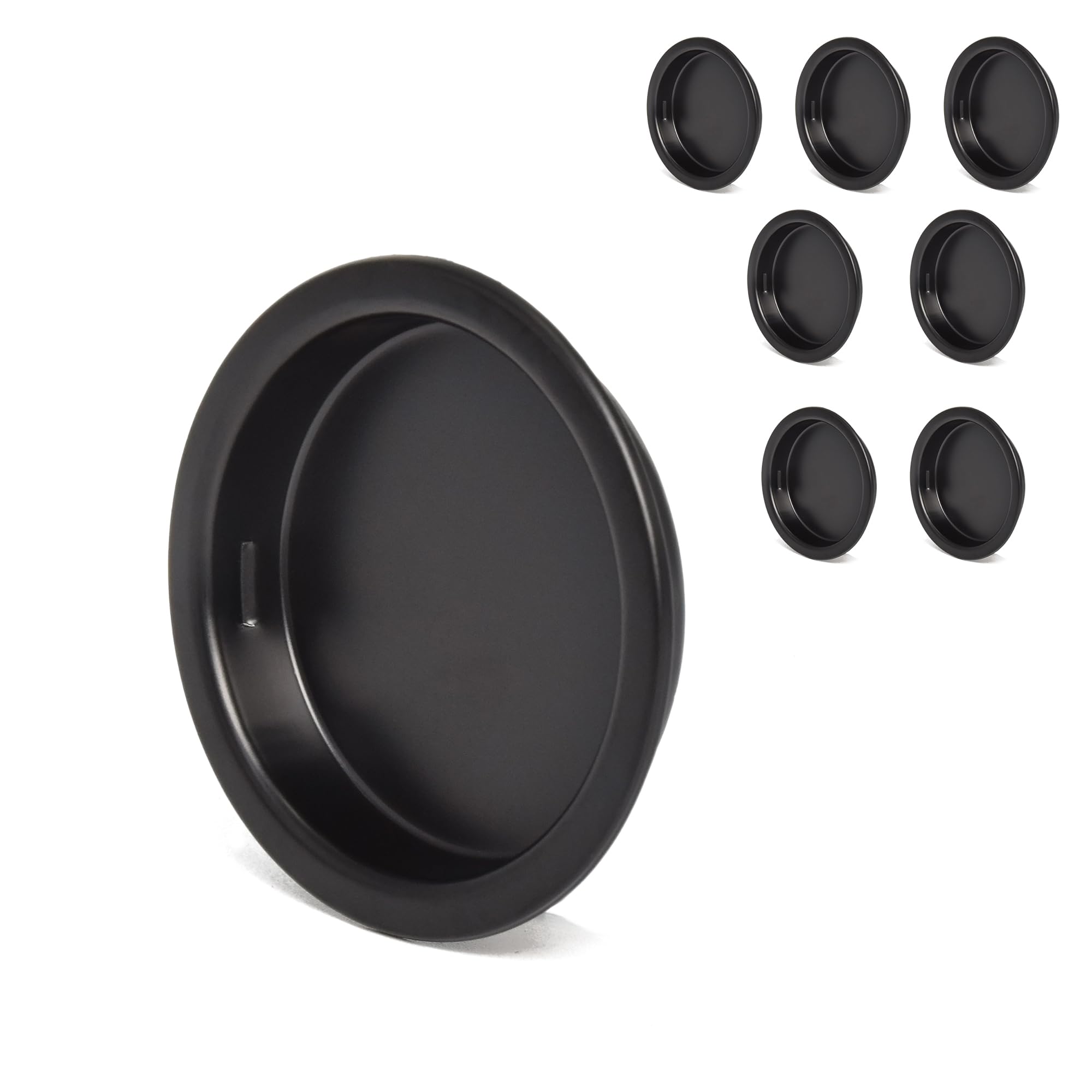 HOMOTEK 8 Pack Closet Door Finger Pull 1-5/16”, Easy Snap in Installation, Black,Fits a 3/8” Depth x 1-5/16" Diameter Opening Hole