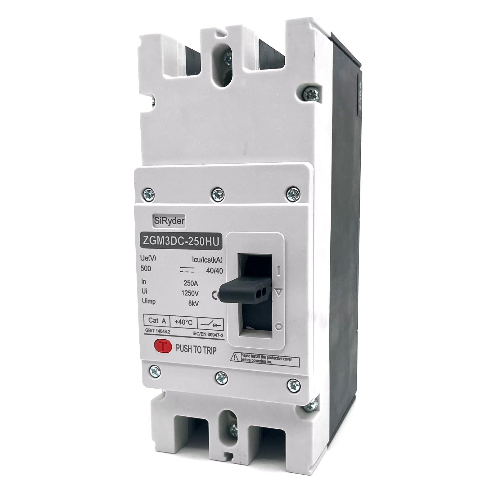 Disyuntor MCCB,2P Disyuntor de Caja Moldeada Interruptor Fotovoltaico 2P 500V 250A MCCB - Disyuntor de Circuito de CC Adecuado Para Sistemas Fotovoltaicos