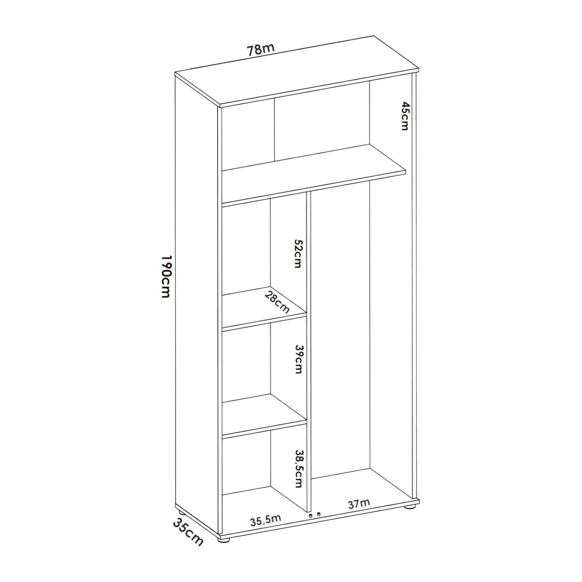 Dmora - Armadio multiuso 2 ante Forcola, Mobile multifunzione porta scope, Guardaroba porta scarpe, 78x35h190 cm, Bianco