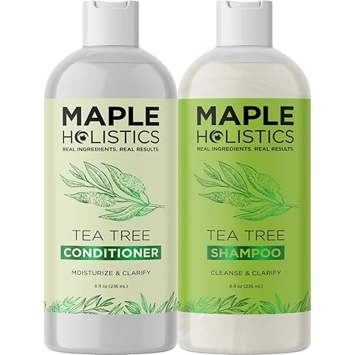 Miniatura 8 de Juego de champú y acondicionador de árbol de té champú y acondicionador sin sulfatos para el cuidado del cabello y el cuero cabelludo dañados en