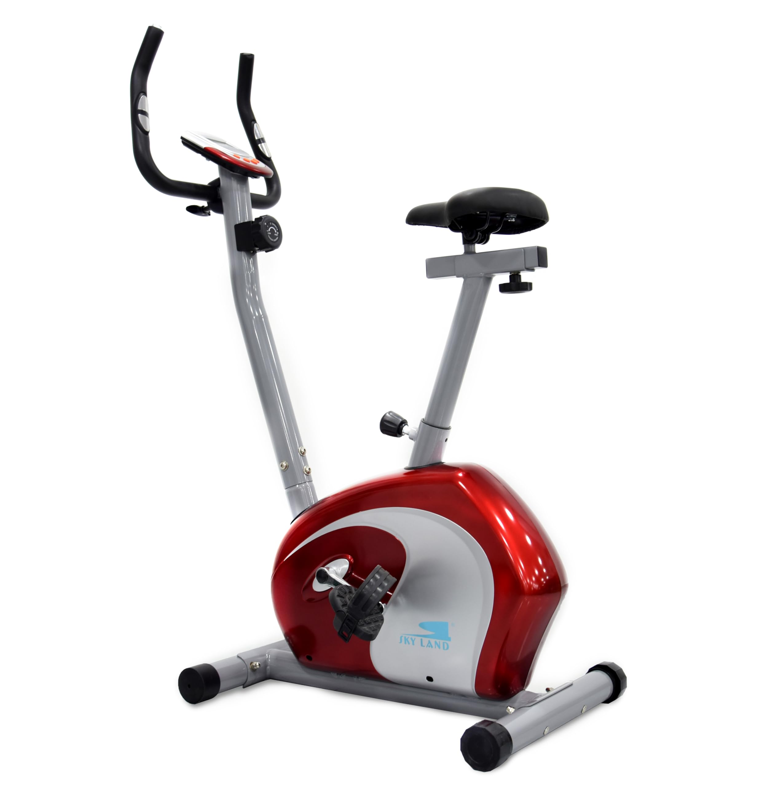 SKY LAND Exercise Bike Indoor Magnetic Cycling Bike with Digital Monitor, Adjustable Resistance & Seat, Lightweight Upright Models