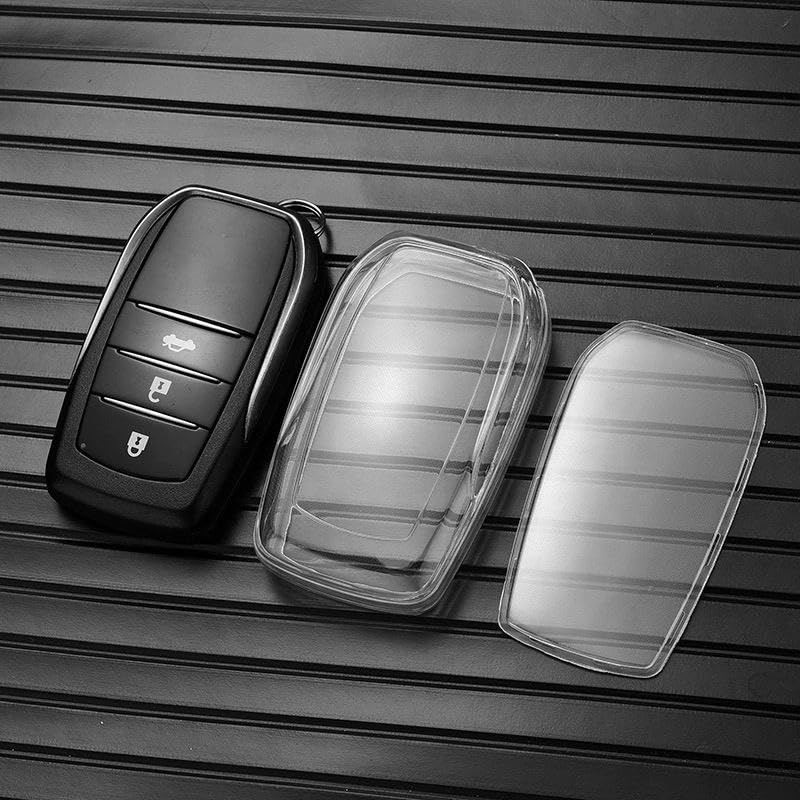 Image of Clear TPU Key Cover and Keychain Compatible for Toyota Fortuner | Hilux | Innova Crysta | Fortuner Legender | Innova HyCross | Land Cruiser Smart Key (Clear TPU with SP09 Keychain)