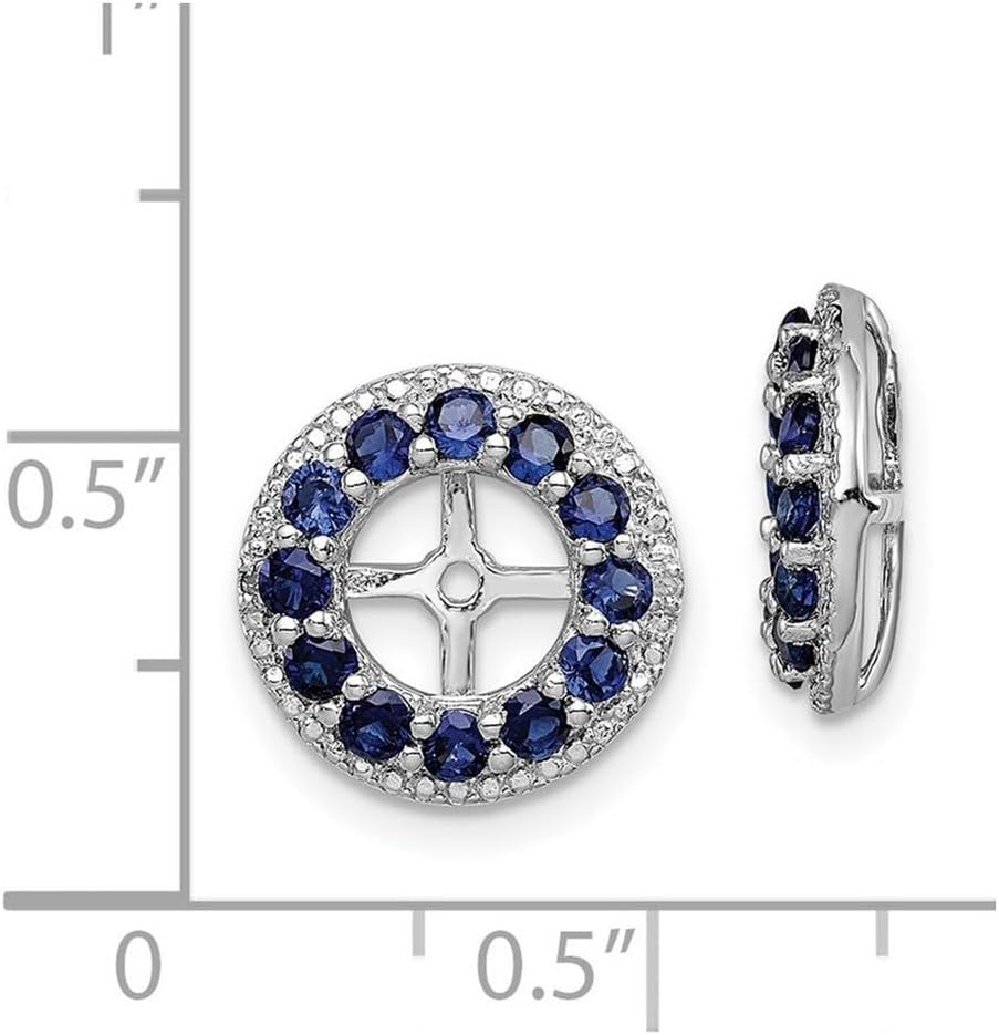925 Sterling Silver Polished Diamond and Created Blue Sapphire Earrings Jacket 12x12mm Wide Earring Jacket for Women