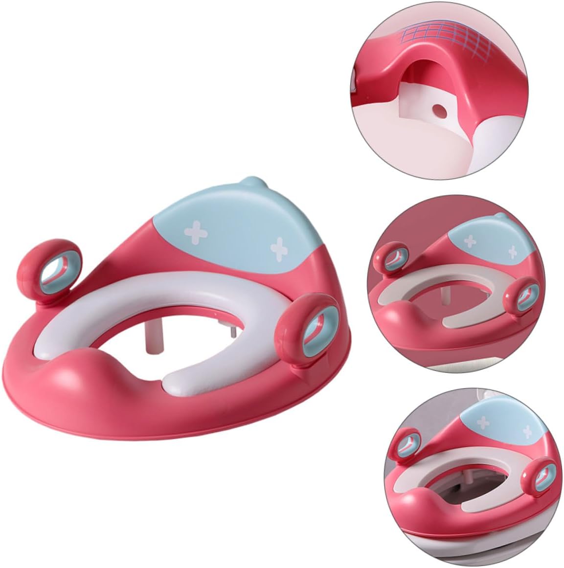 FRCOLOR Potty Training Seat with PU Cushion Anti-slip Handles Transition Toilet Seat Comfortable Design for Easy Installation and Fear Reduction