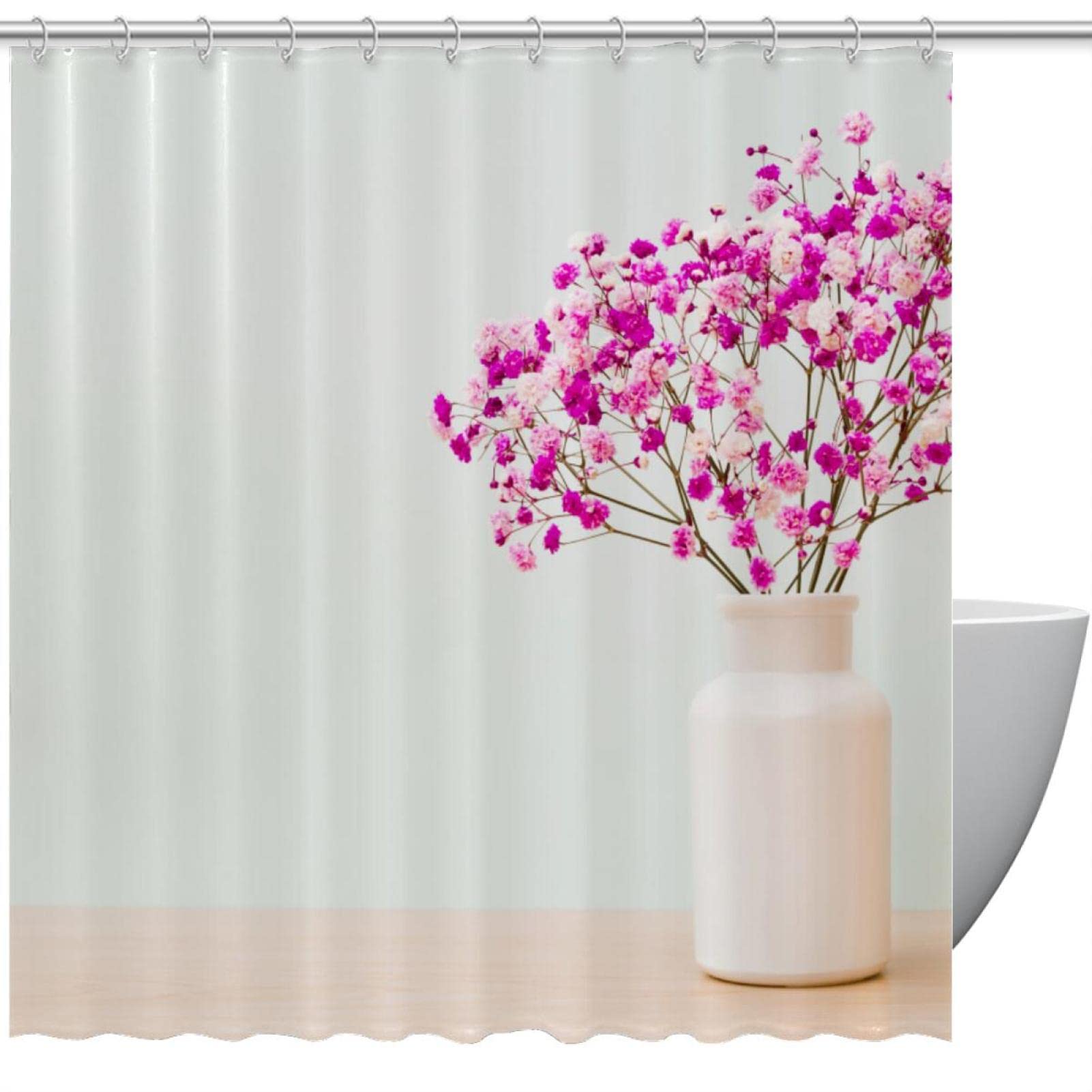 Rideau de douche fleurs rose 168x183 cm pour décorer la salle de bain