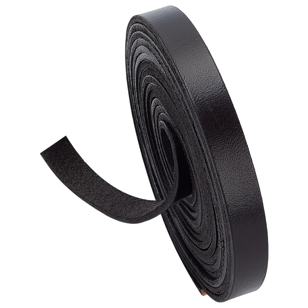WADORN Cordino Piatto In Vera Pelle Da 2.5 m e 10mm per Artigianato, Vera Pelle di Mucca Striscia di Corda Intrecciata In Pelle Grana Piatta Strisce di Pelle Stringhe, Marrone Noce di Cocco