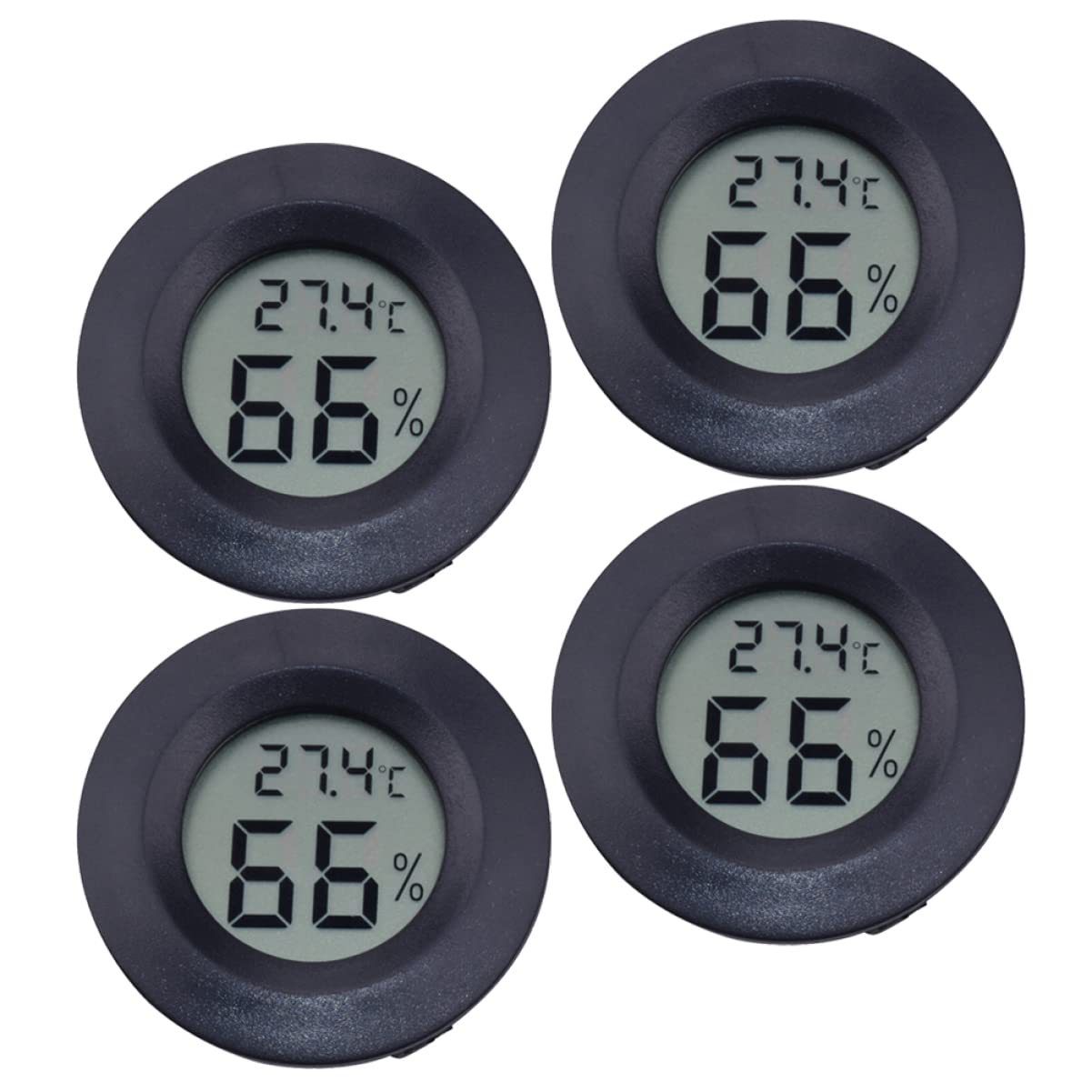 Happyyami 8piezas Higrómetro Digital De Temperatura Para Reptiles Electrónico Compacto y Ligero Medidor De Humedad Para Tiendas De Mascotas y Uso Casa Negro
