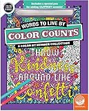 MindWare Color-By-Number Color Counts Glitter: Words to Live By - Activity coloring book for kids, teens & adults - Stress-free with 22 beautiful pages - Relaxing quiet time book for boys & girls