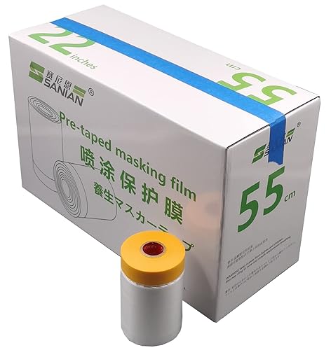 Película adhesiva precintada y cinta adhesiva en una cinta de plástico y rollo de cortinas de plástico (paquete de 20, cada rollo de 22 pulgadas de