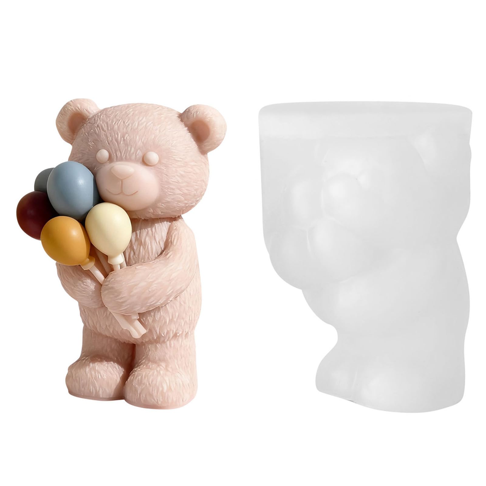 NEWFT Heat Silicone Balloon Bear Shape for, Sturdy Flexible Crafting Tool Projects Easy Demold Silicone Balloon Bear for Soap and Chocolate Making