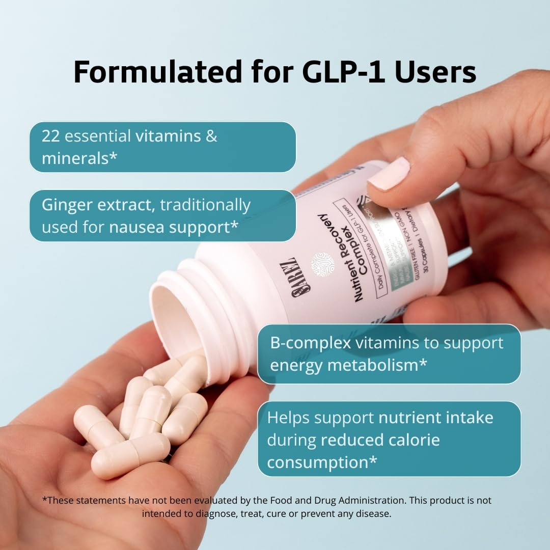 Sarez GLP-1 Daily Nutrient Support Capsules — Methylated Vitamins & Chelated Minerals — Energy, Metabolism, Digestion & Hair Support — with Ginger for Nausea — Gentle on Stomach — 30 Day Supply — Amazon image 7
