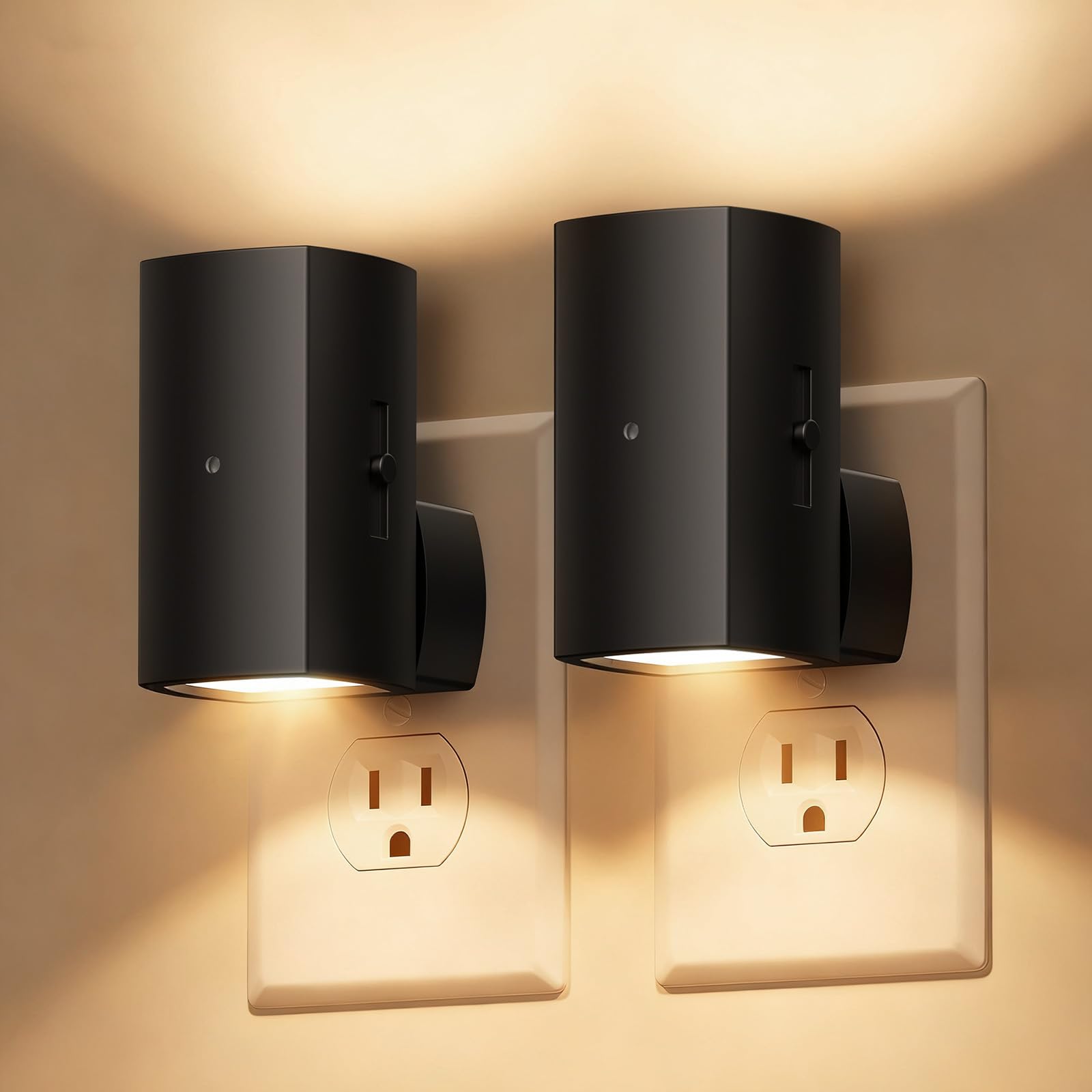 Brightown 2 Pack Night Lights Plug Into Wall Modern Night Light with Rotating Plug Dusk to Dawn Sensor