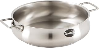 Barazzoni Tummy Stielkasserolle niedrig 2 Griffe Linie, Edelstahl 18/10 mit dreifachem Boden geeignet auch für Induktion, Made in Italy, Ø 26 cm
