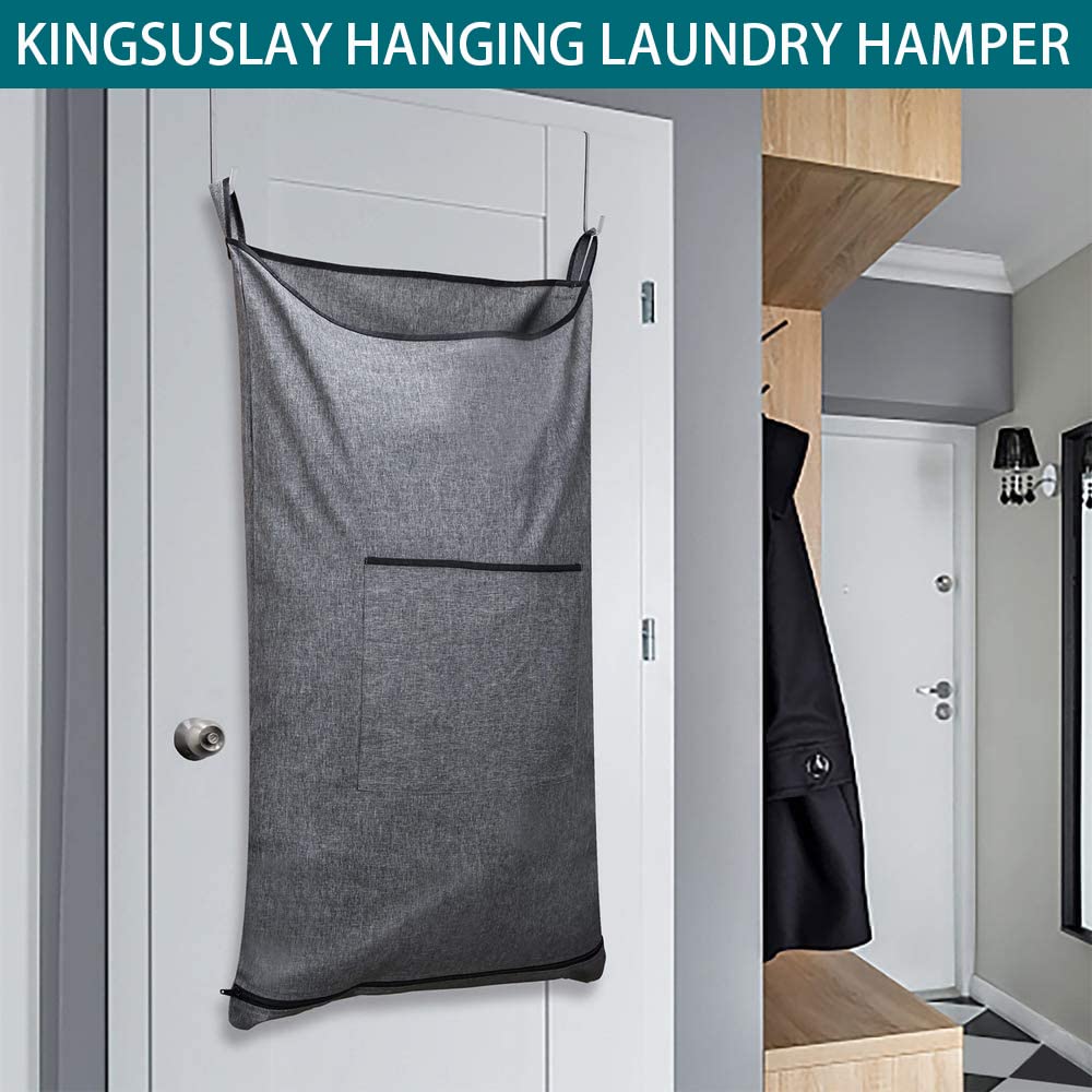 Hängekorb, Hängekorb mit Haken, platzsparender Wäschesack und Wäschesack über der Tür (Pop Heather Grey, 2 Stück)